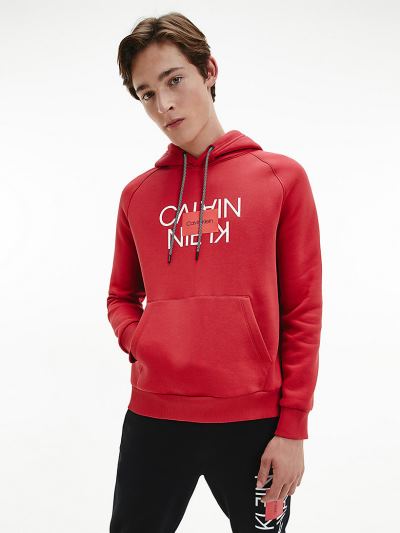 Calvin Klein Ruhák HU658209 | Calvin Klein Organic Cotton Logo Férfi Kapucnis Pulóver Rózsaszín